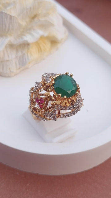 4Colors | Zircon Judao Rings with Real Stone | 18K Gold Polish | Adjustable Size | 3Yrs Warranty | MR-401