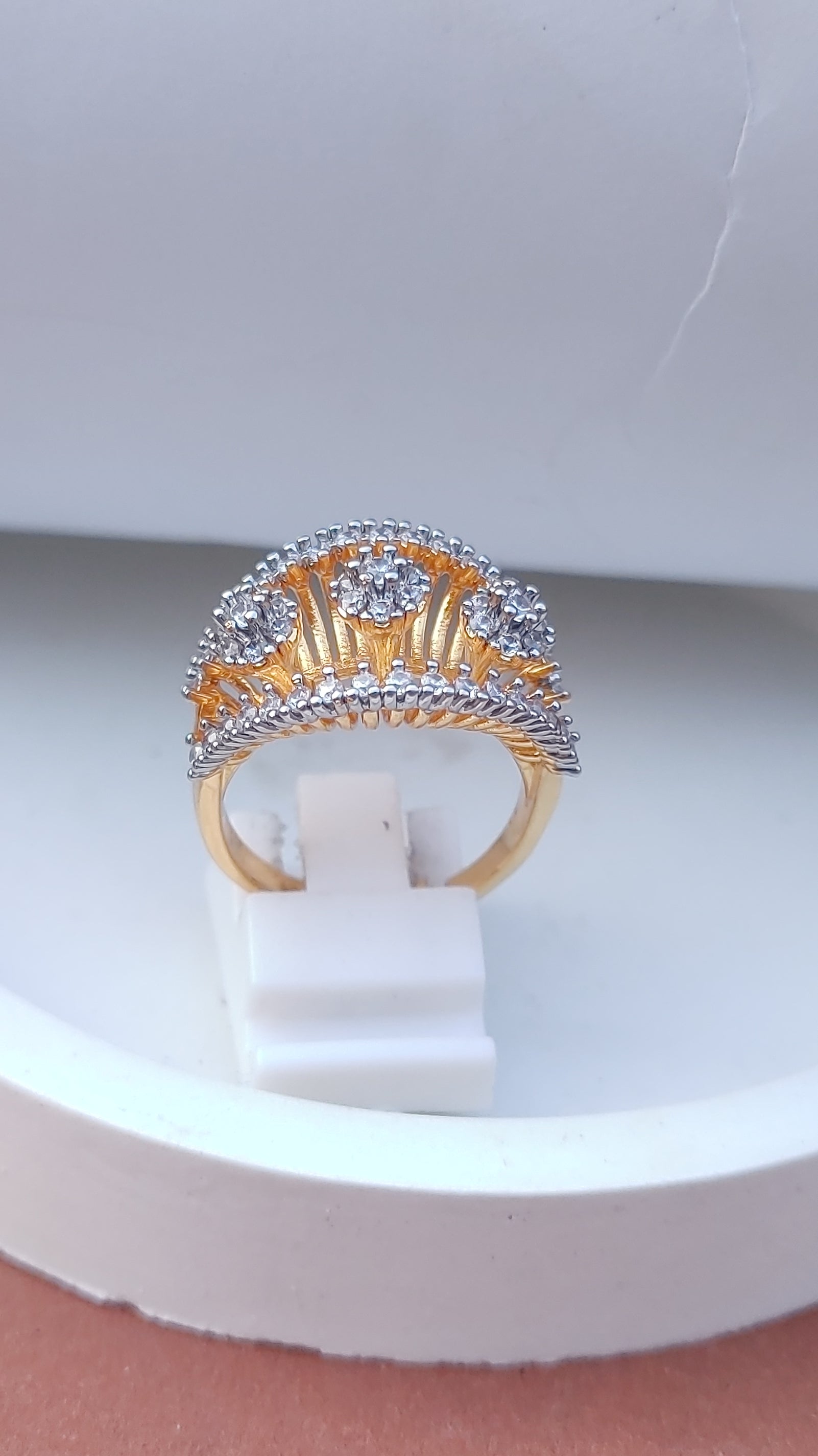 Diamond 💎 cut Zircon judao adjustable ring 22 k gold plated hand crafted | MR-767