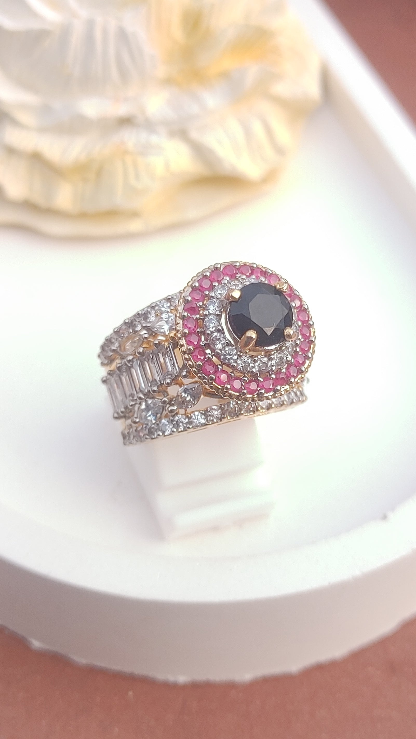 22K Gold Plated Ring |zircons jurdao | Hand Crafted | MR-644