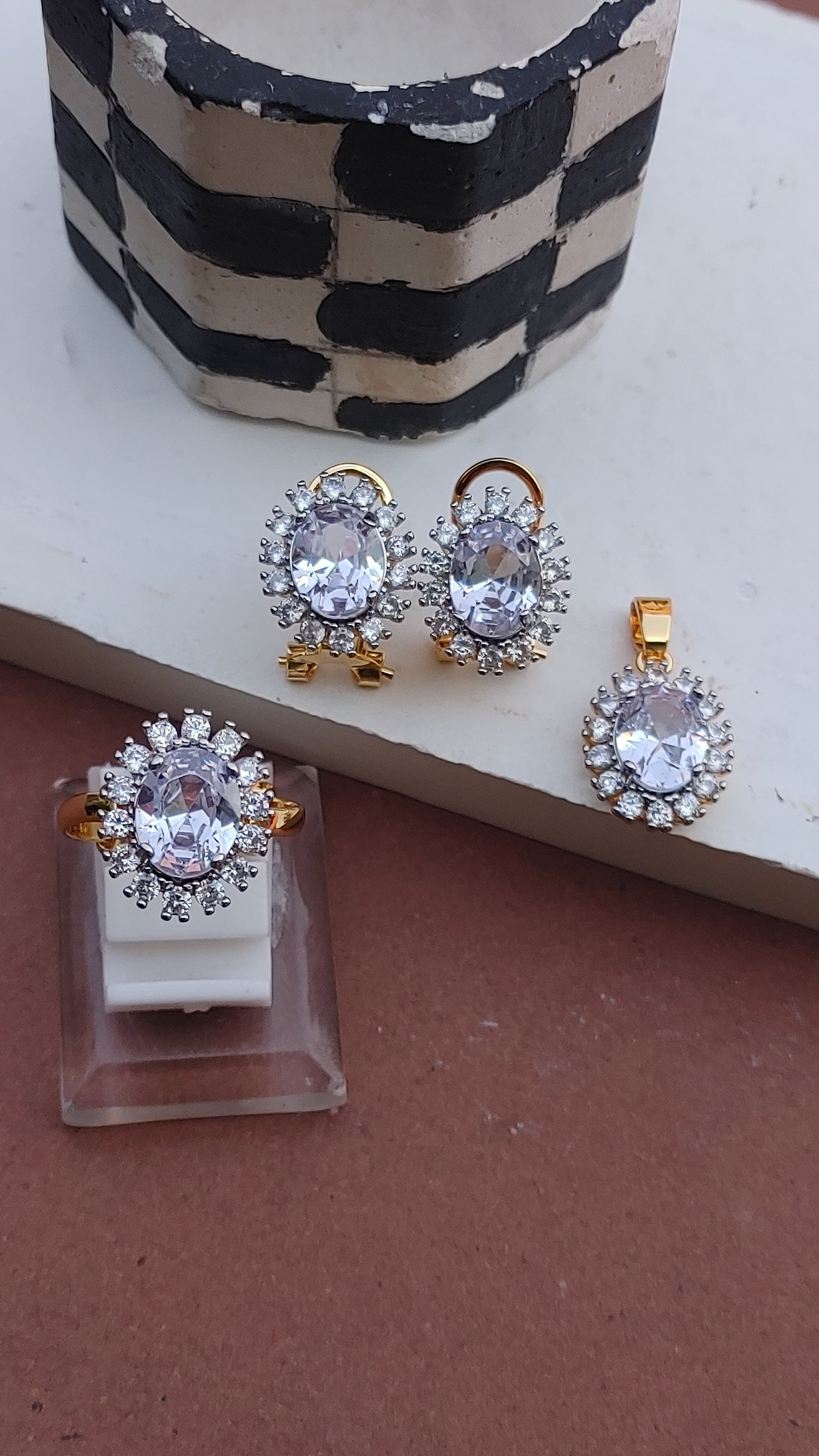 6 Colors | Zircon judao Locket Set with Stones | 22K Gold Plated(3 Yrs. Warranty) | MS-603