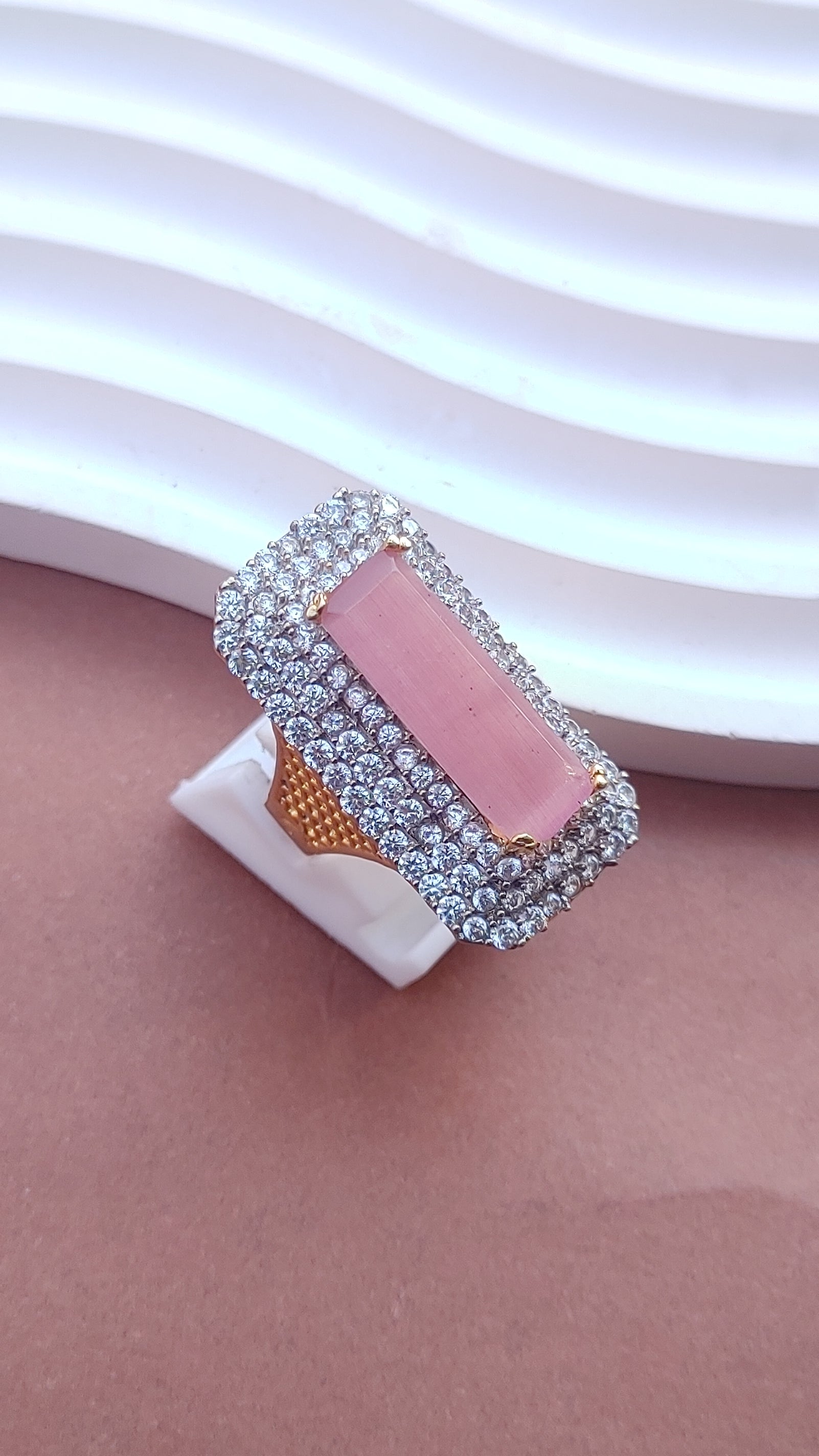 7Colors | Zircon Judao Rings with Real Stone | 18K Gold Polish | Adjustable Size | 3Yrs Warranty | MR-363