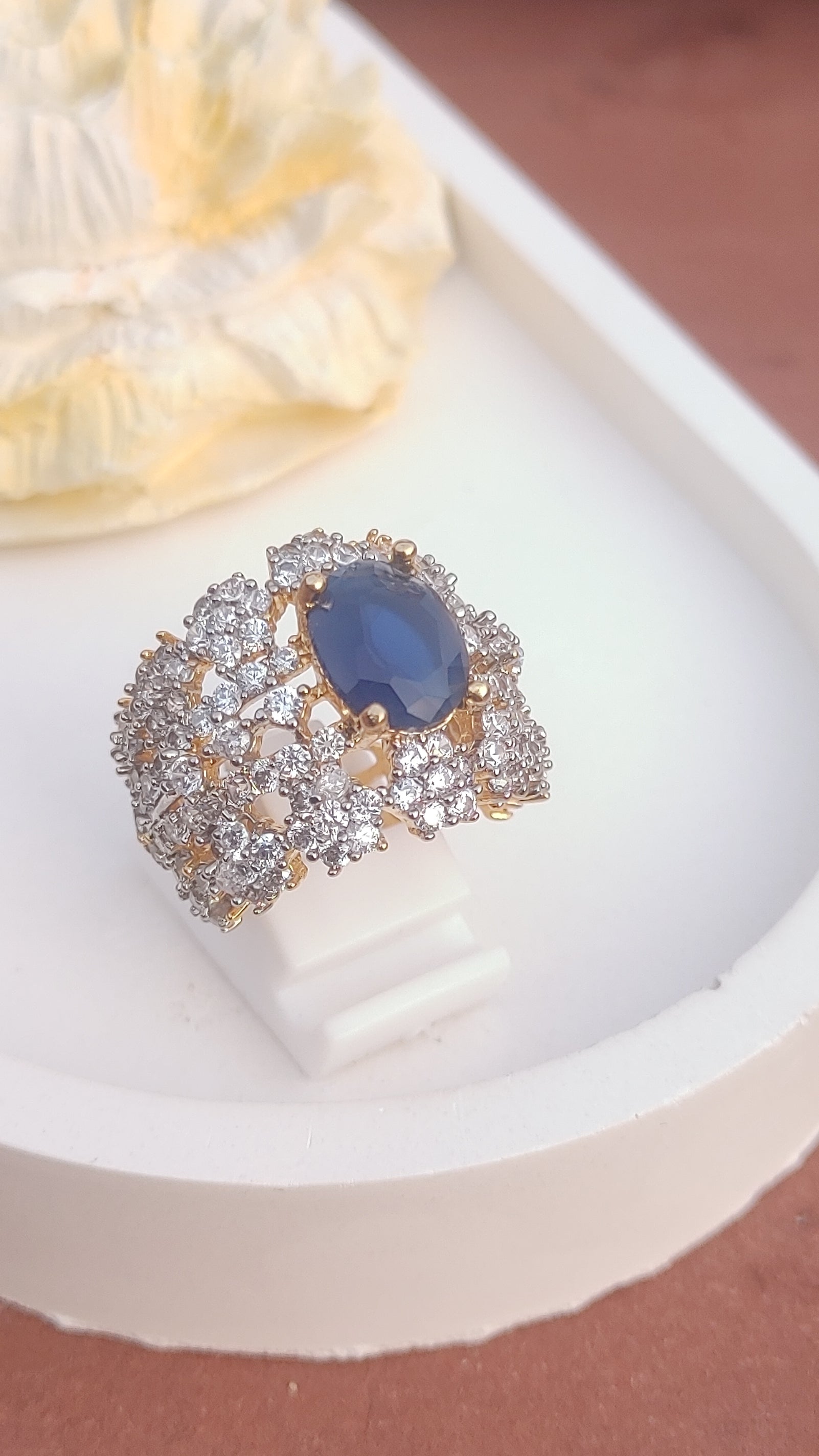 6 Colors | Zircon Judao Rings with Real Stone | 18K Gold Polish | Adjustable Size | 3Yrs Warranty | MR-352