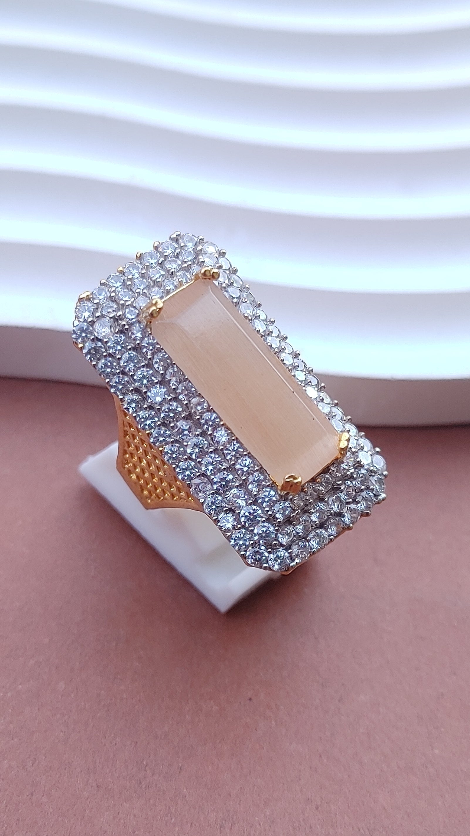 7Colors | Zircon Judao Rings with Real Stone | 18K Gold Polish | Adjustable Size | 3Yrs Warranty | MR-363