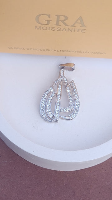 925 SILVER STERLING ALLAH LOCKET WITH MOISSANITE DIAMOND - s45