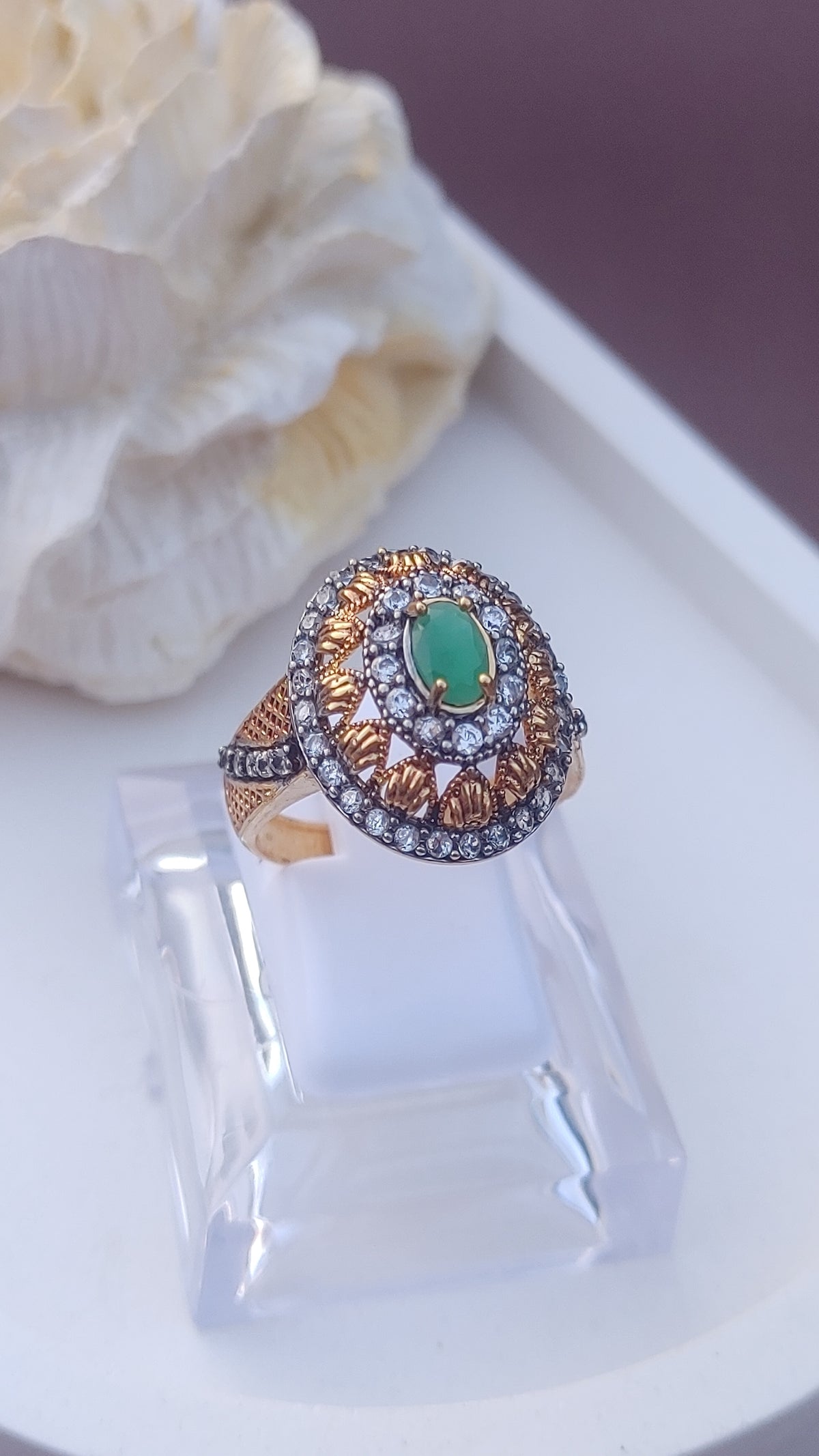 Diamond cut Zircon | judao ring | 22k gold polish | MR-911