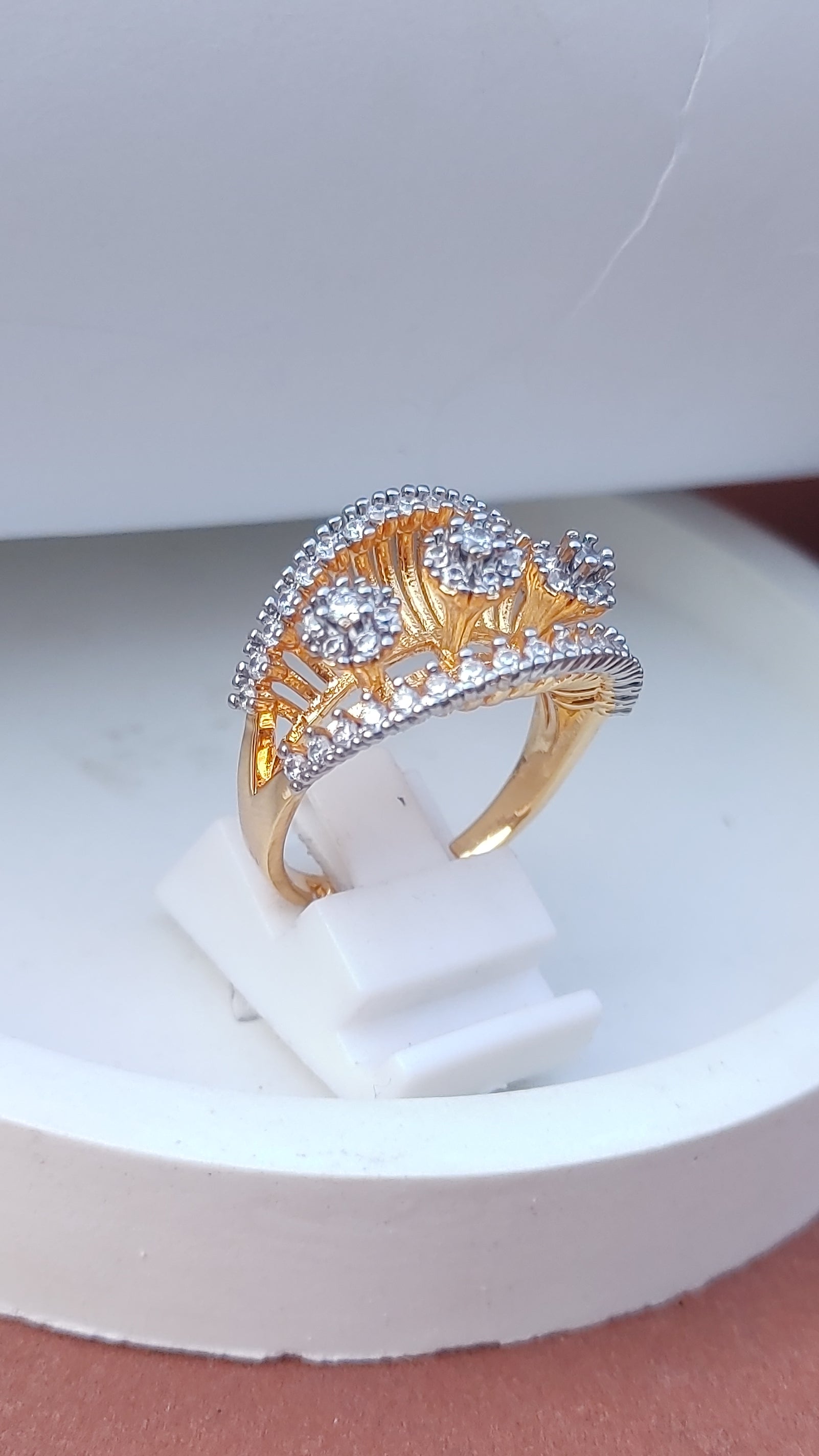 Diamond 💎 cut Zircon judao adjustable ring 22 k gold plated hand crafted | MR-767