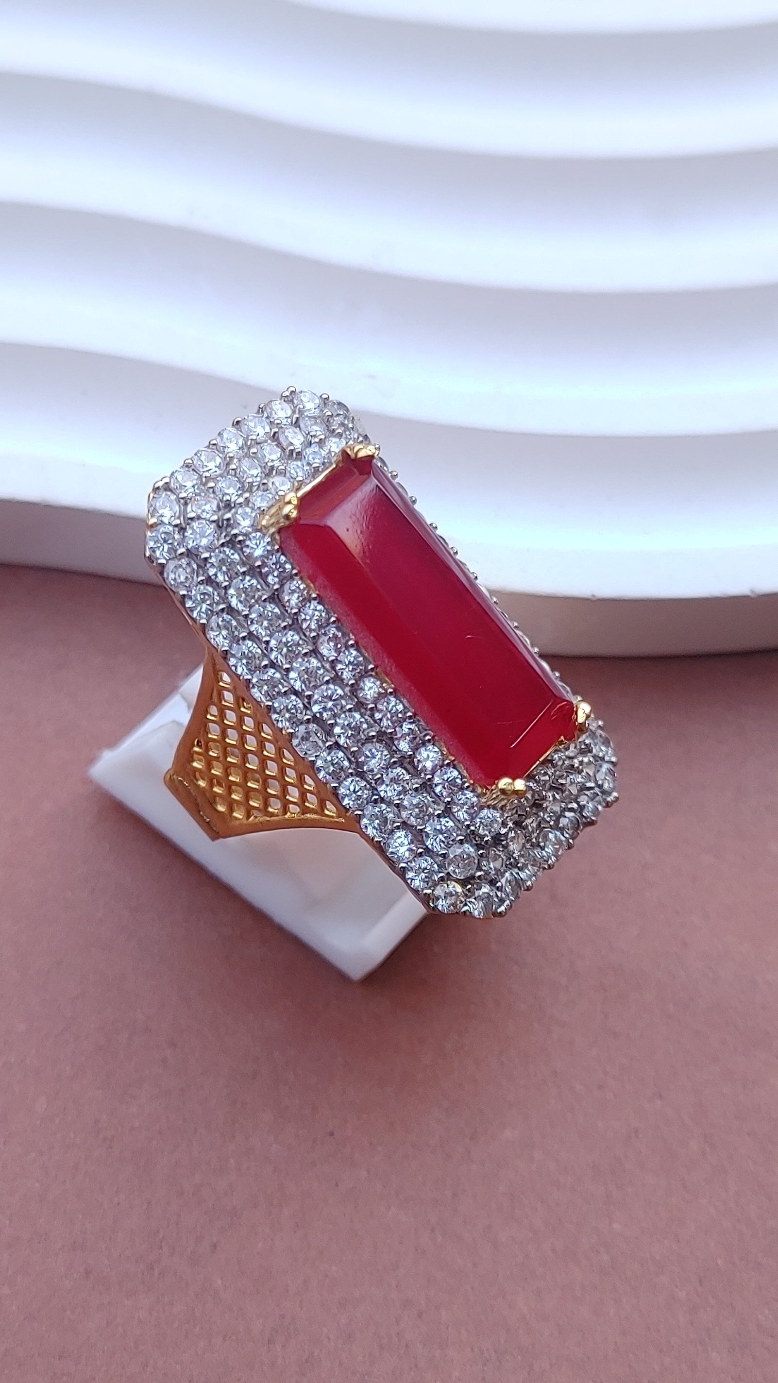 7Colors | Zircon Judao Rings with Real Stone | 18K Gold Polish | Adjustable Size | 3Yrs Warranty | MR-363