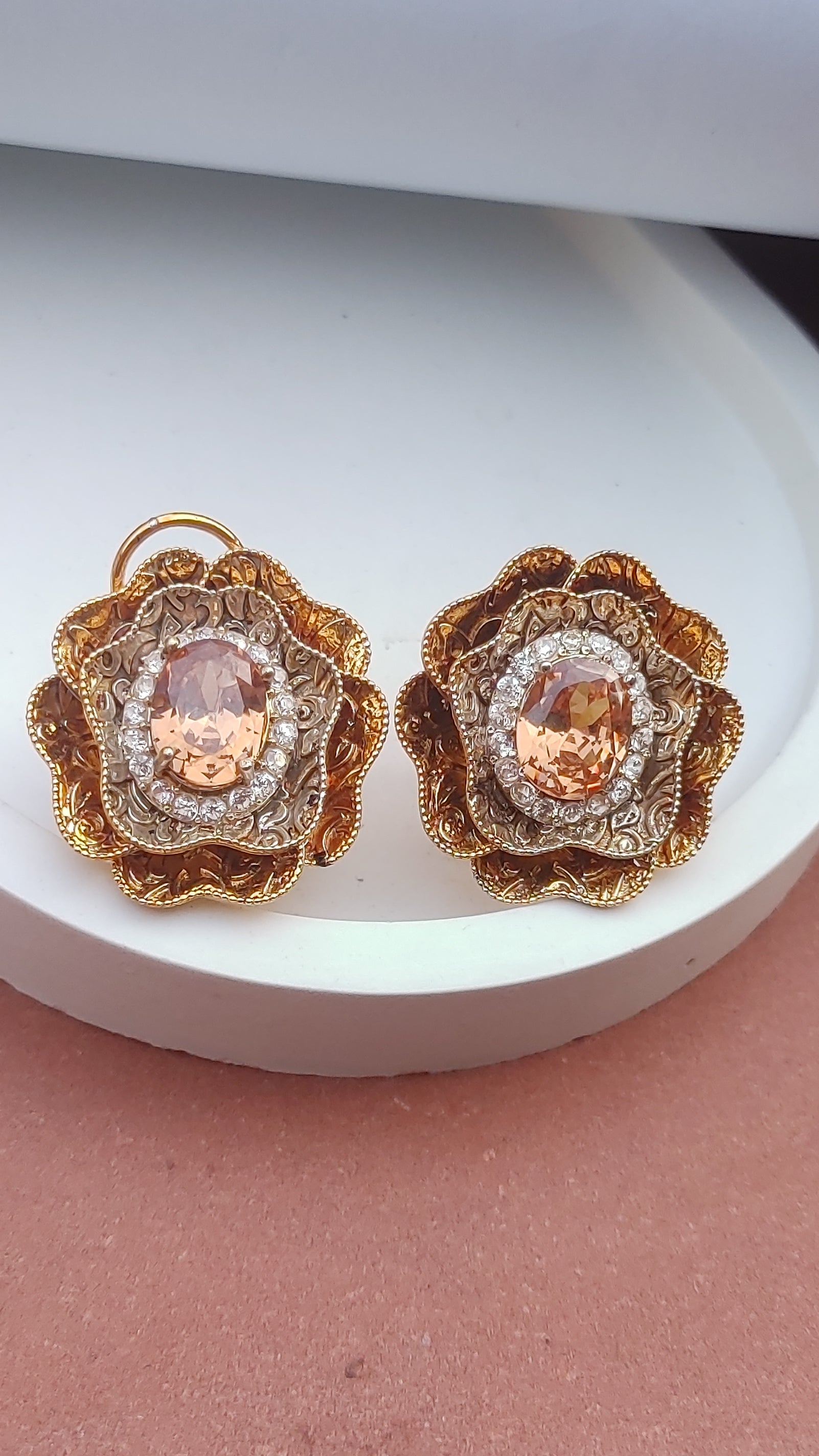 4 colors/Handmade Judao earrings with Real Stone Original 18K Gold Polish/ME-323