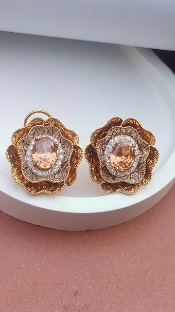 4 colors/Handmade Judao earrings with Real Stone Original 18K Gold Polish/ME-323