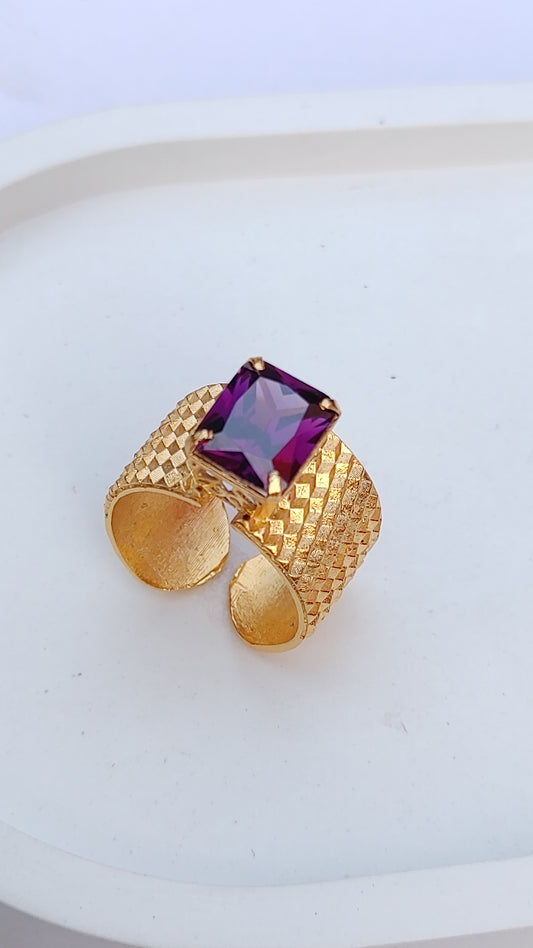 5 Colors | Zircon Judao Rings with Real Stone | 18K Gold Polish | Adjustable Size | 3Yrs Warranty | MR-351