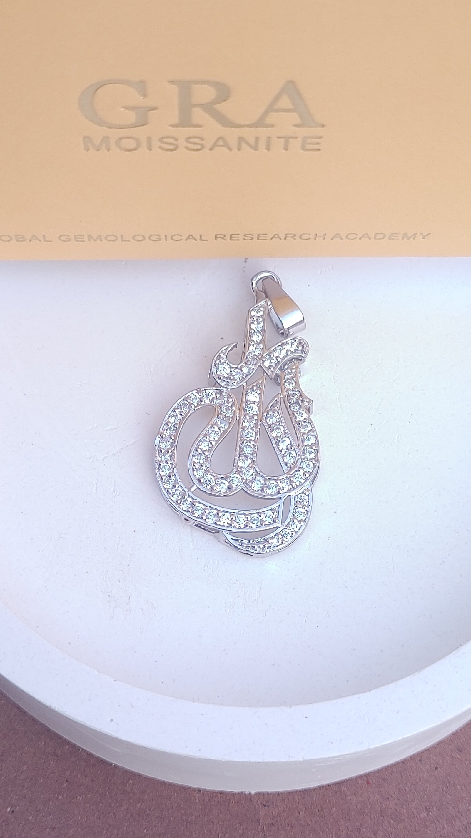 925 SILVER STERLING ALLAH LOCKET WITH MOISSANITE DIAMOND - s42
