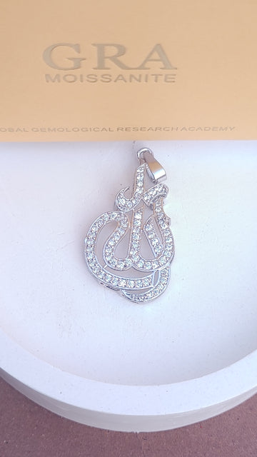 925 SILVER STERLING ALLAH LOCKET WITH MOISSANITE DIAMOND - s42