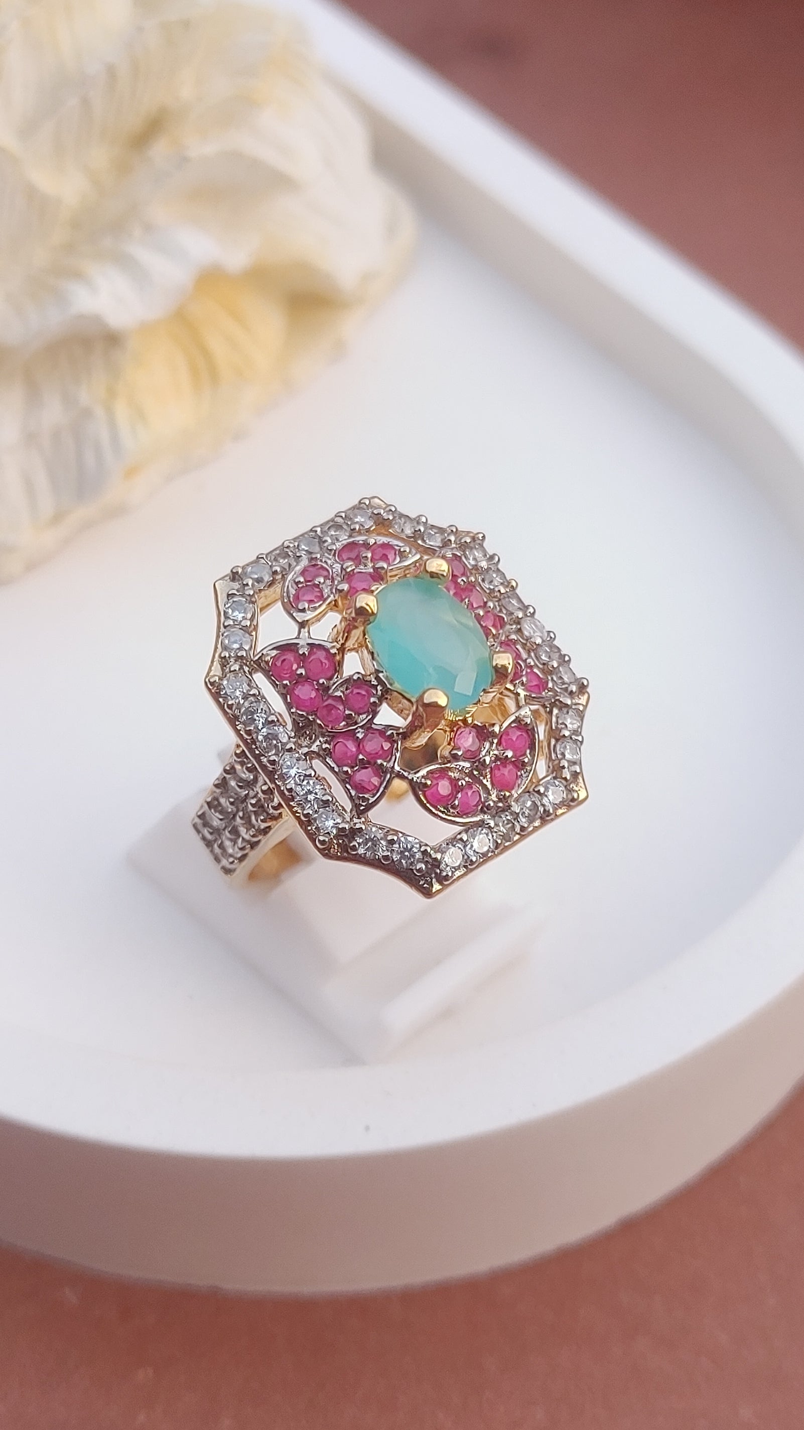 6Colors | Zircon Judao Rings with Real Stone | 18K Gold Polish | Adjustable Size | 3Yrs Warranty | MR-476