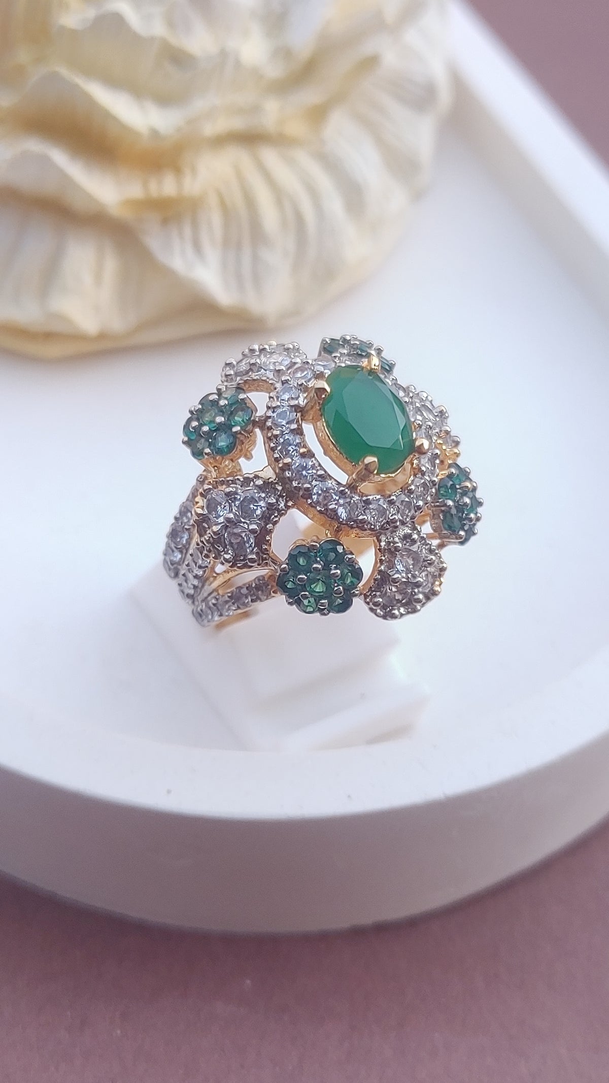 7Colors | Zircon Judao Rings with Real Stone | 18K Gold Polish | Adjustable Size | 3Yrs Warranty | MR-330