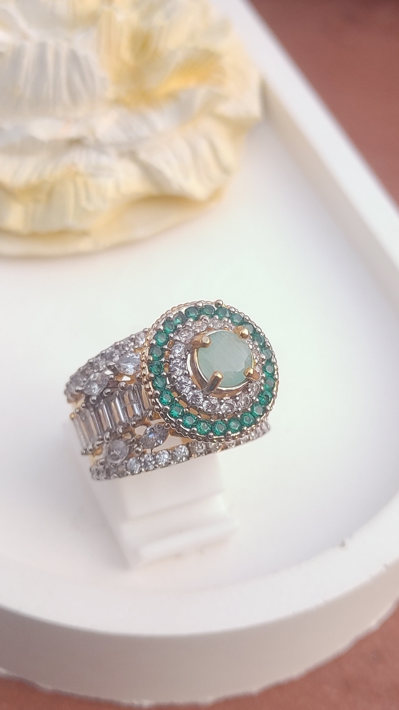 22K Gold Plated Ring |zircons jurdao | Hand Crafted | MR-644
