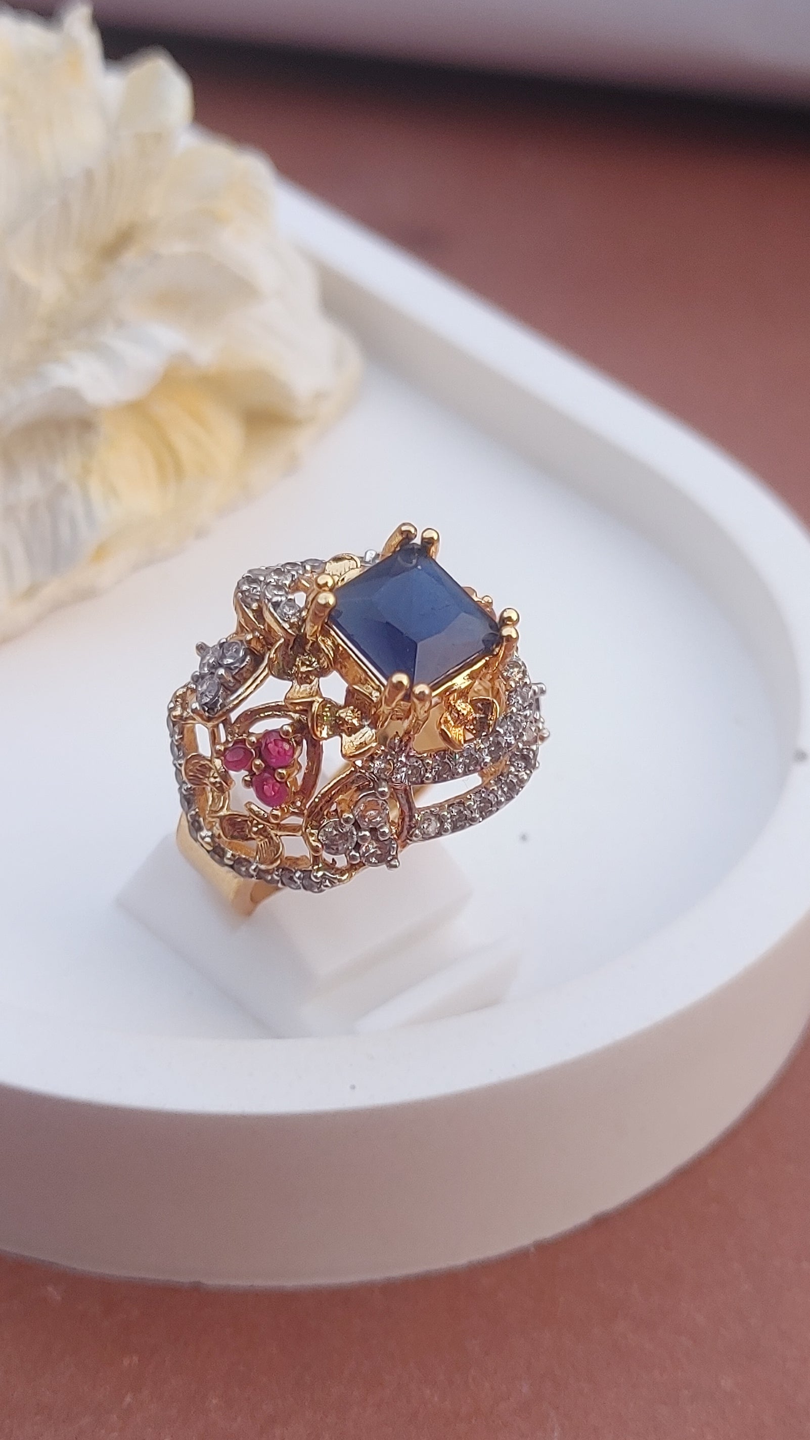 4Colors | Zircon Judao Rings with Real Stone | 18K Gold Polish | Adjustable Size | 3Yrs Warranty | MR-401