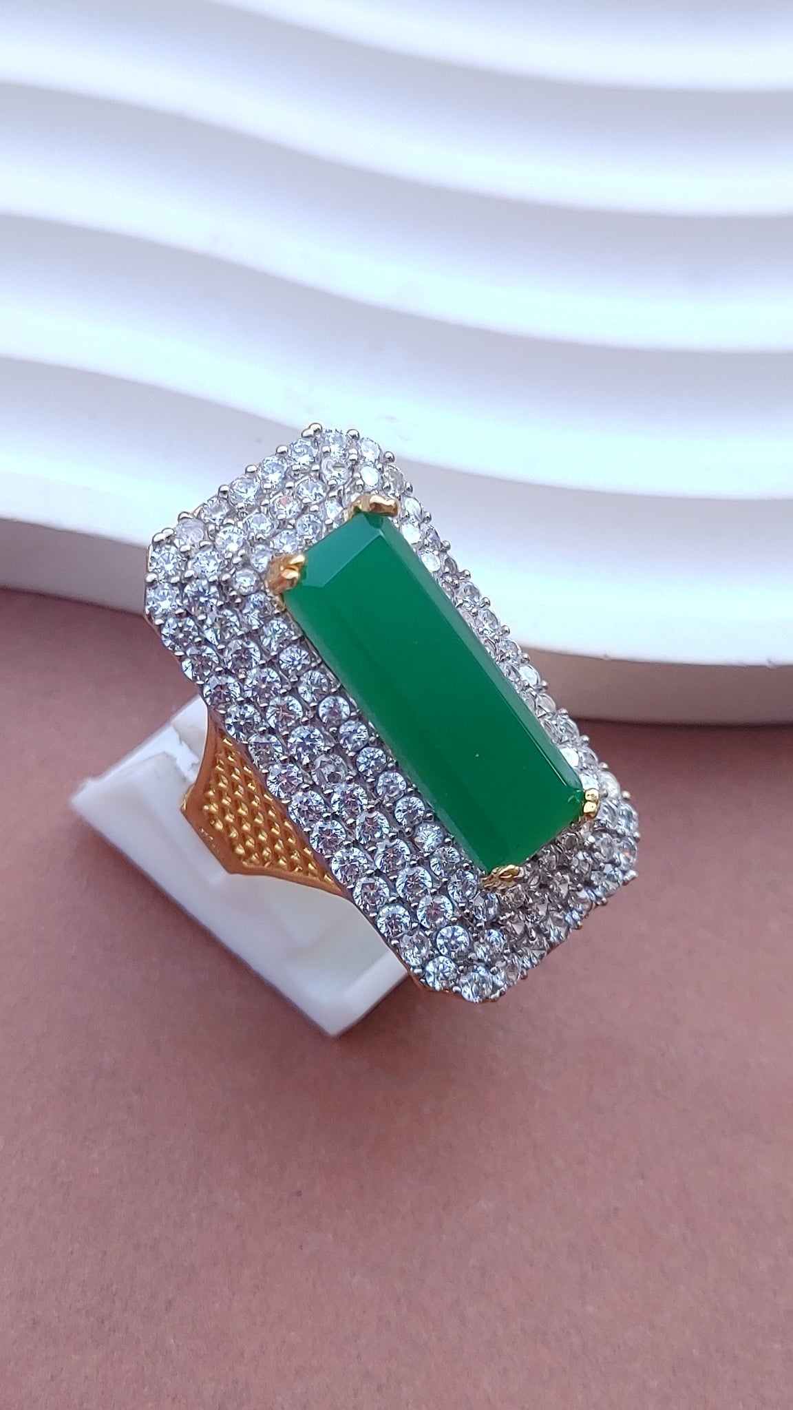 7Colors | Zircon Judao Rings with Real Stone | 18K Gold Polish | Adjustable Size | 3Yrs Warranty | MR-363