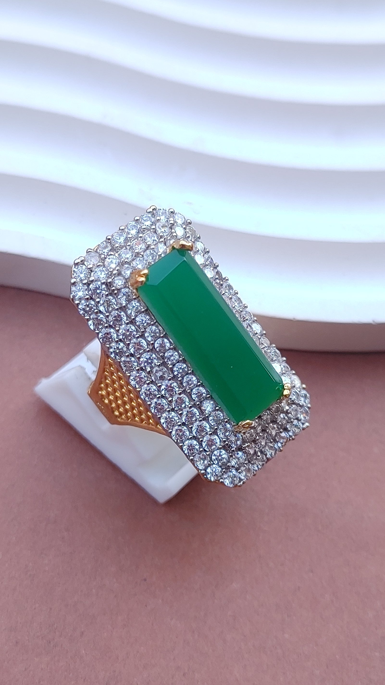 7Colors | Zircon Judao Rings with Real Stone | 18K Gold Polish | Adjustable Size | 3Yrs Warranty | MR-363