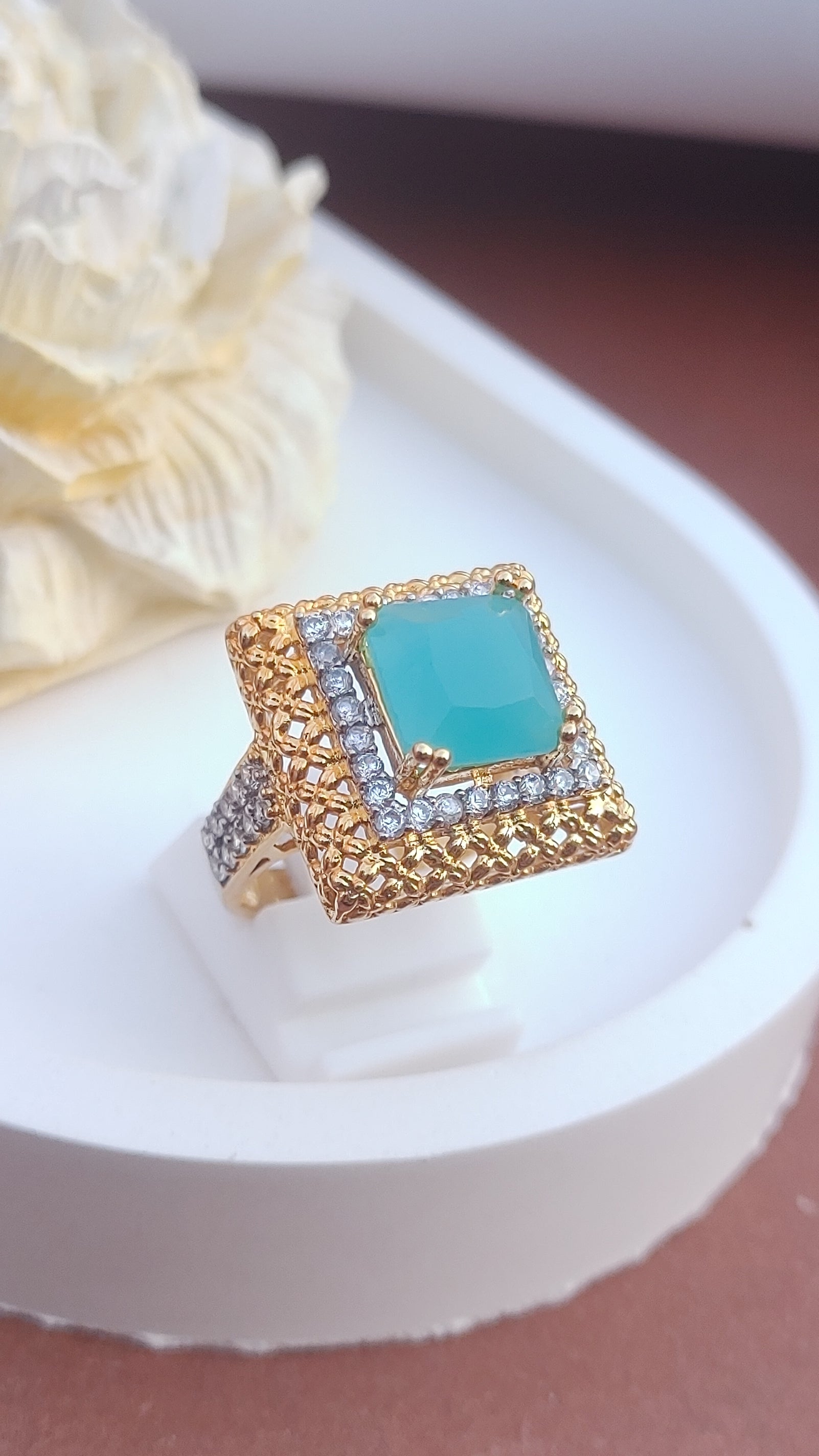 8Colors | Zircon Judao Rings with Real Stone | 18K Gold Polish | Adjustable Size | 3Yrs Warranty | MR-255