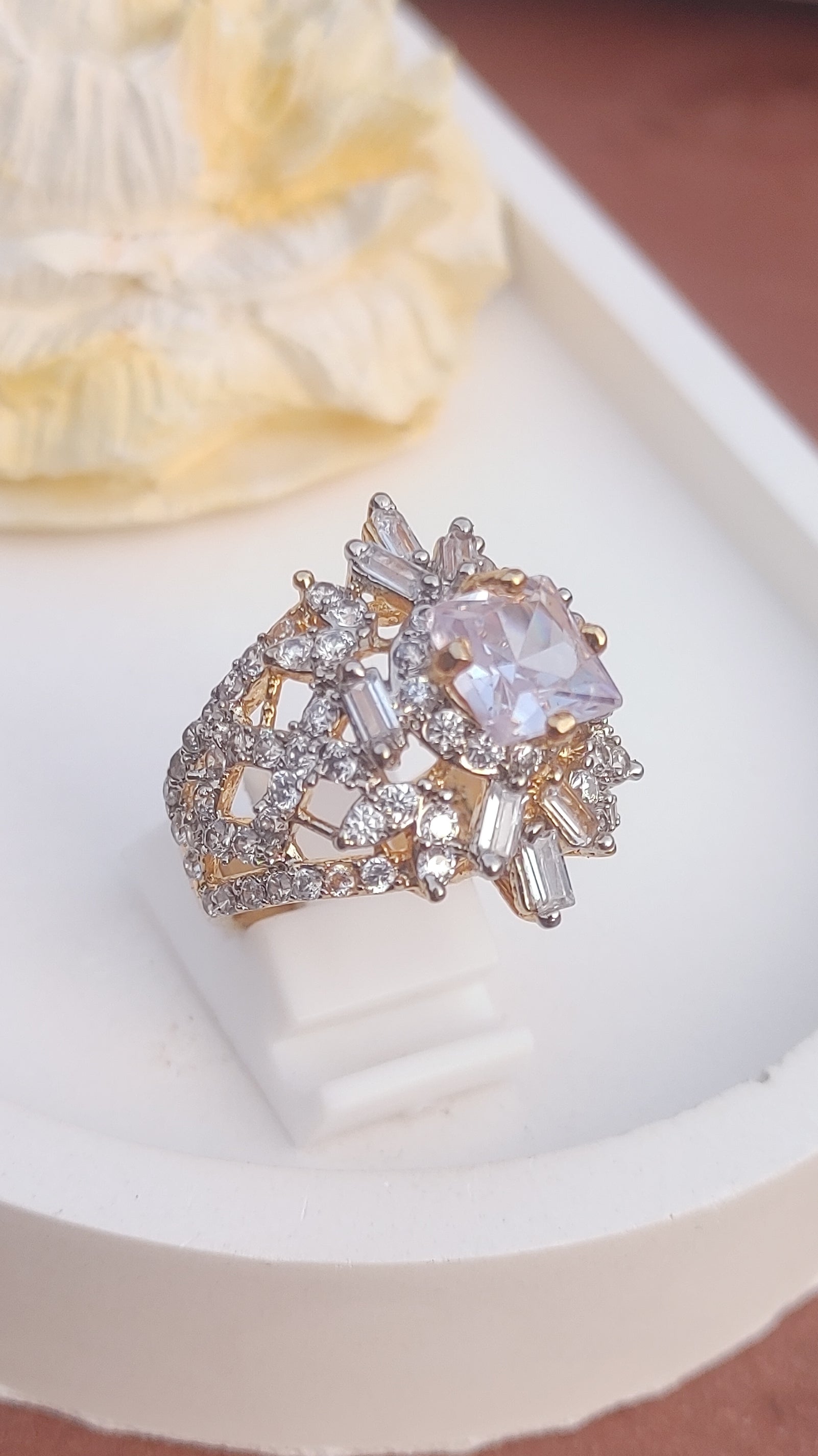 6 Colors | Zircon Judao Rings with Real Stone | 18K Gold Polish | Adjustable Size | 3Yrs Warranty | MR-355