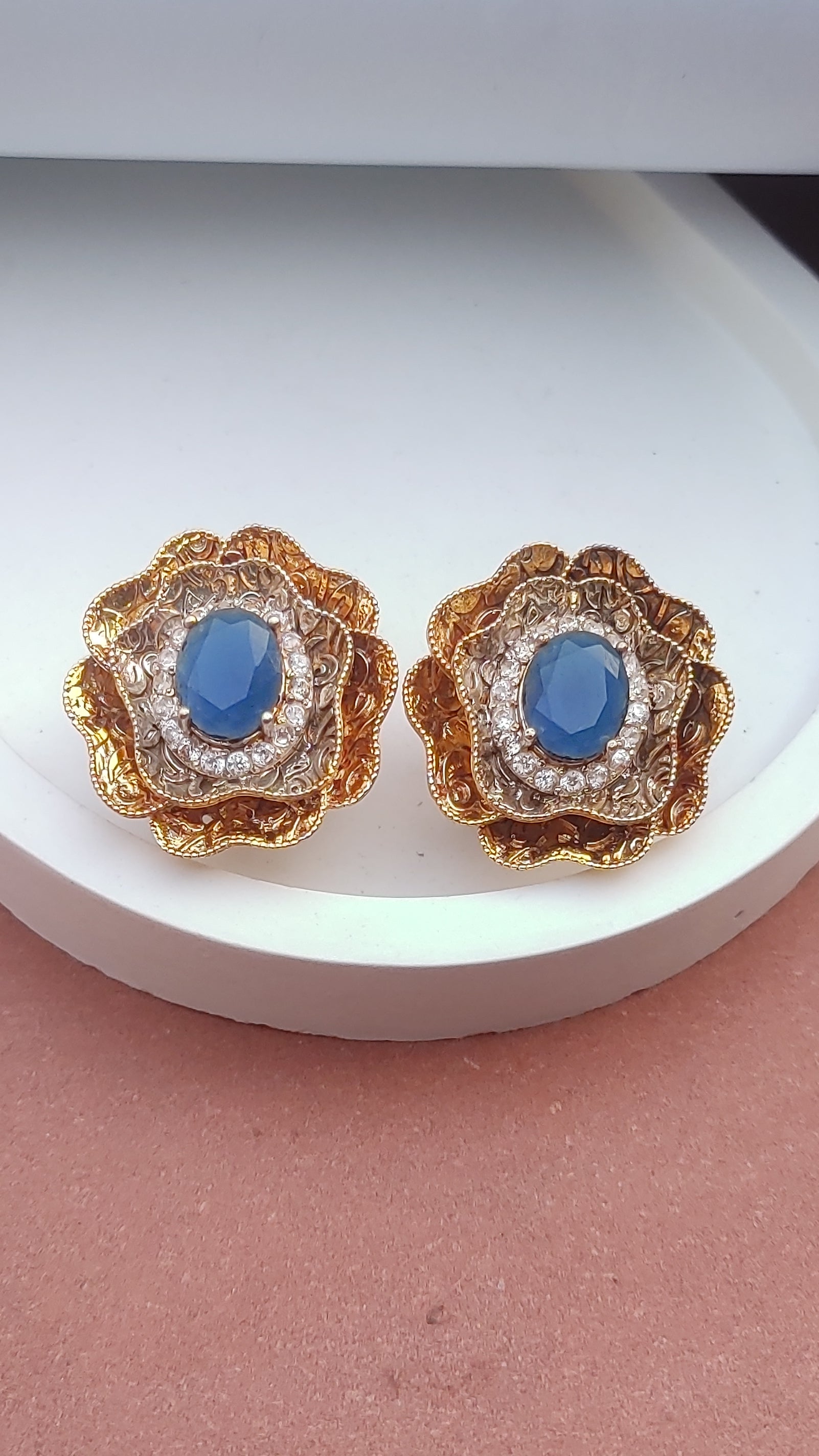 4 colors/Handmade Judao earrings with Real Stone Original 18K Gold Polish/ME-323