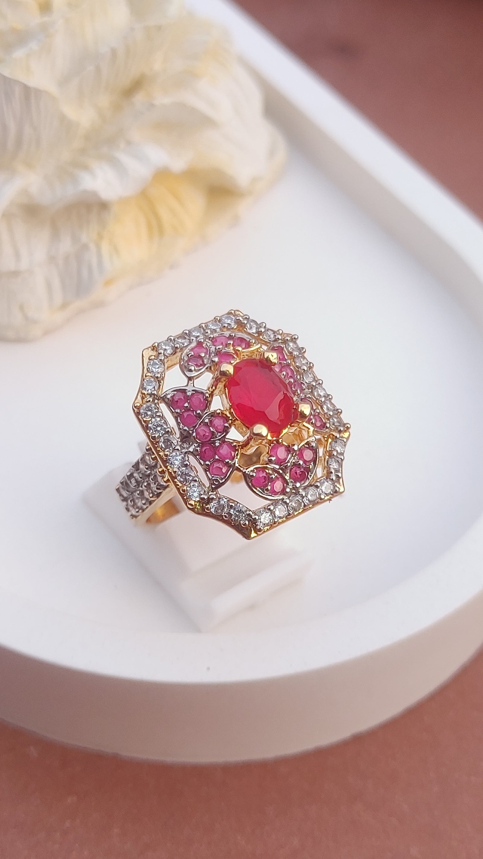 6Colors | Zircon Judao Rings with Real Stone | 18K Gold Polish | Adjustable Size | 3Yrs Warranty | MR-476