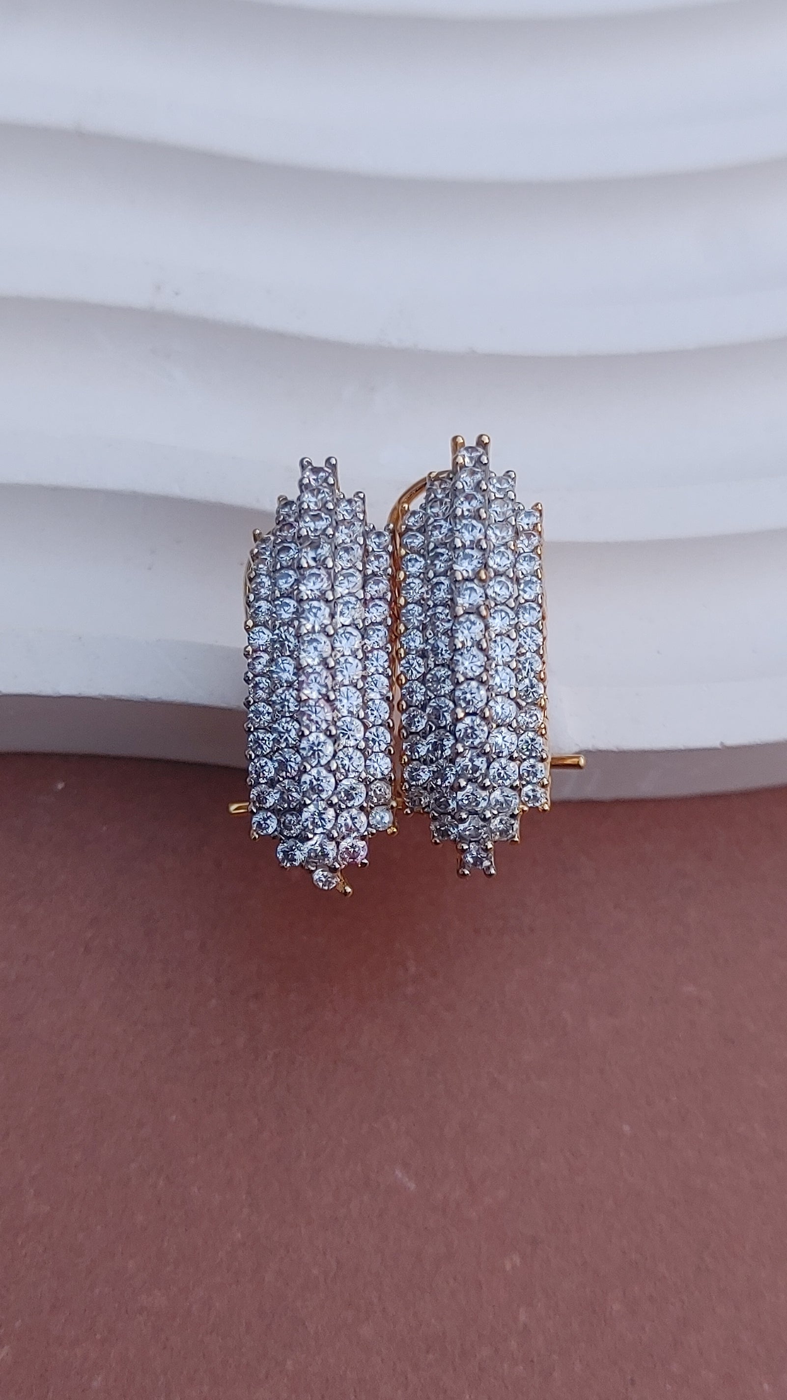 Diamond Cut Zircon Judao Studs with Real Stone | 22K Gold Plating | ME-784