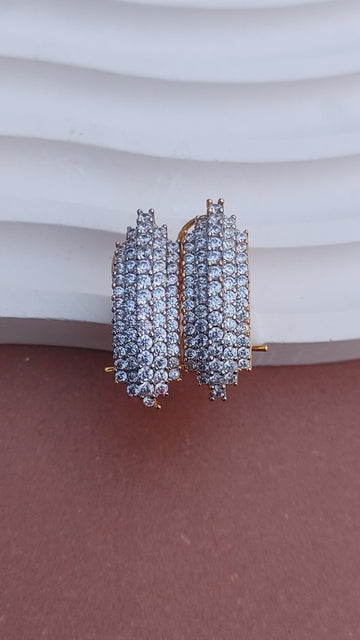Diamond Cut Zircon Judao Studs with Real Stone | 22K Gold Plating | ME-784