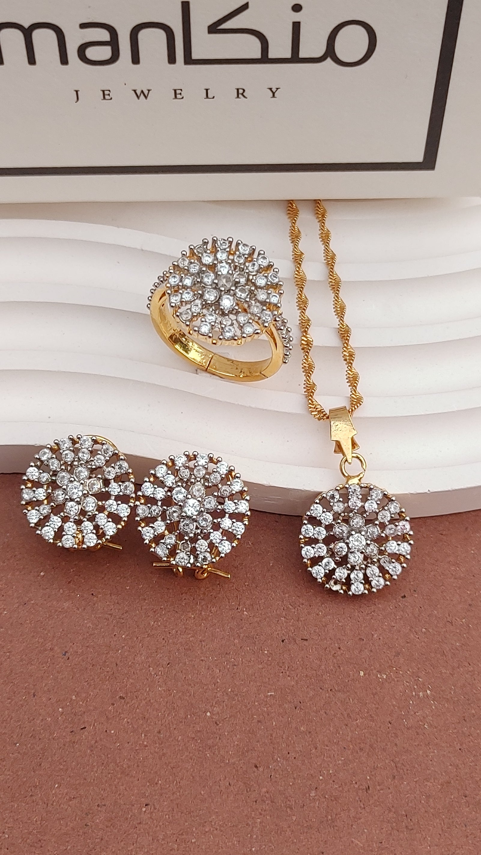 Real Gold Look | 💎Diamond Cut Zircon Locket Set | 22K Gold Polish | MK-110