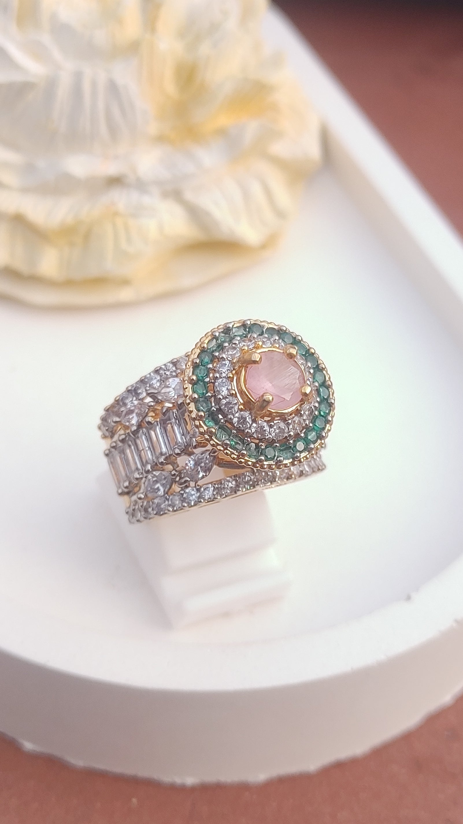 22K Gold Plated Ring |zircons jurdao | Hand Crafted | MR-644