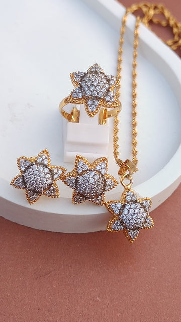 Zircon judao Locket Set | 22K Gold Plated(3 Yrs. Warranty) | Mk-660