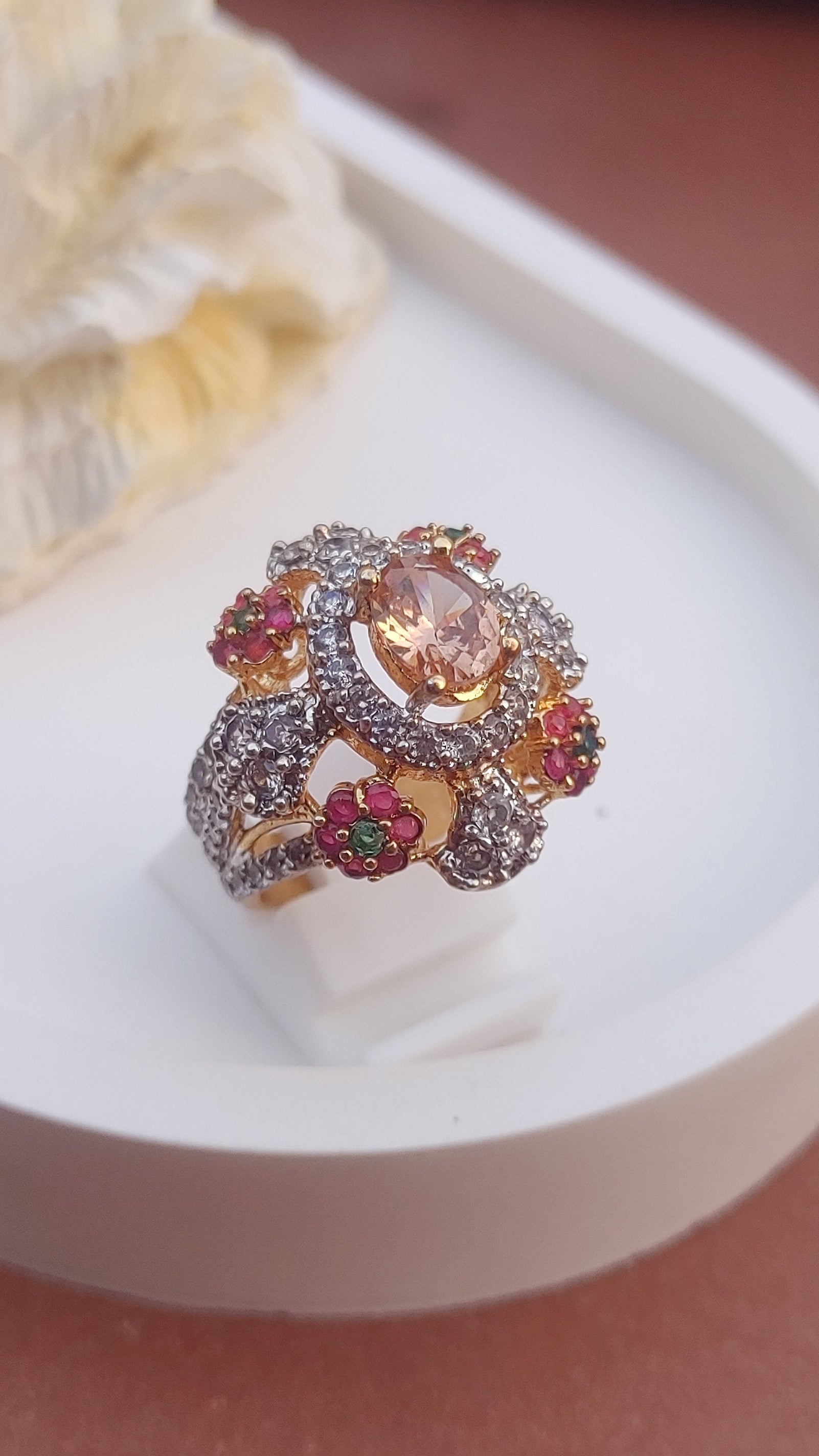 8Colors | Zircon Judao Rings with Real Stone | 18K Gold Polish | Adjustable Size | 3Yrs Warranty | MR-330