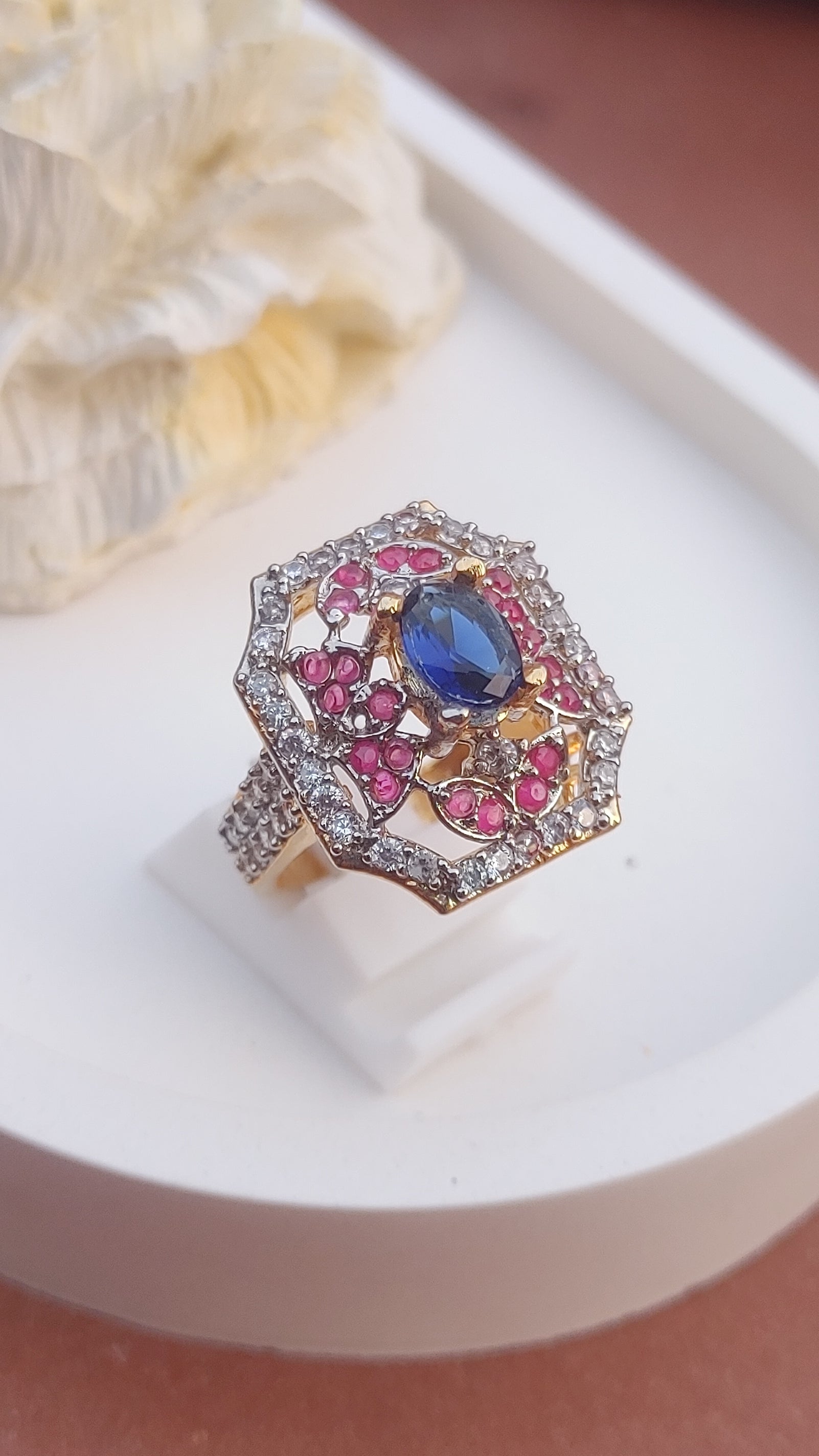 6Colors | Zircon Judao Rings with Real Stone | 18K Gold Polish | Adjustable Size | 3Yrs Warranty | MR-476