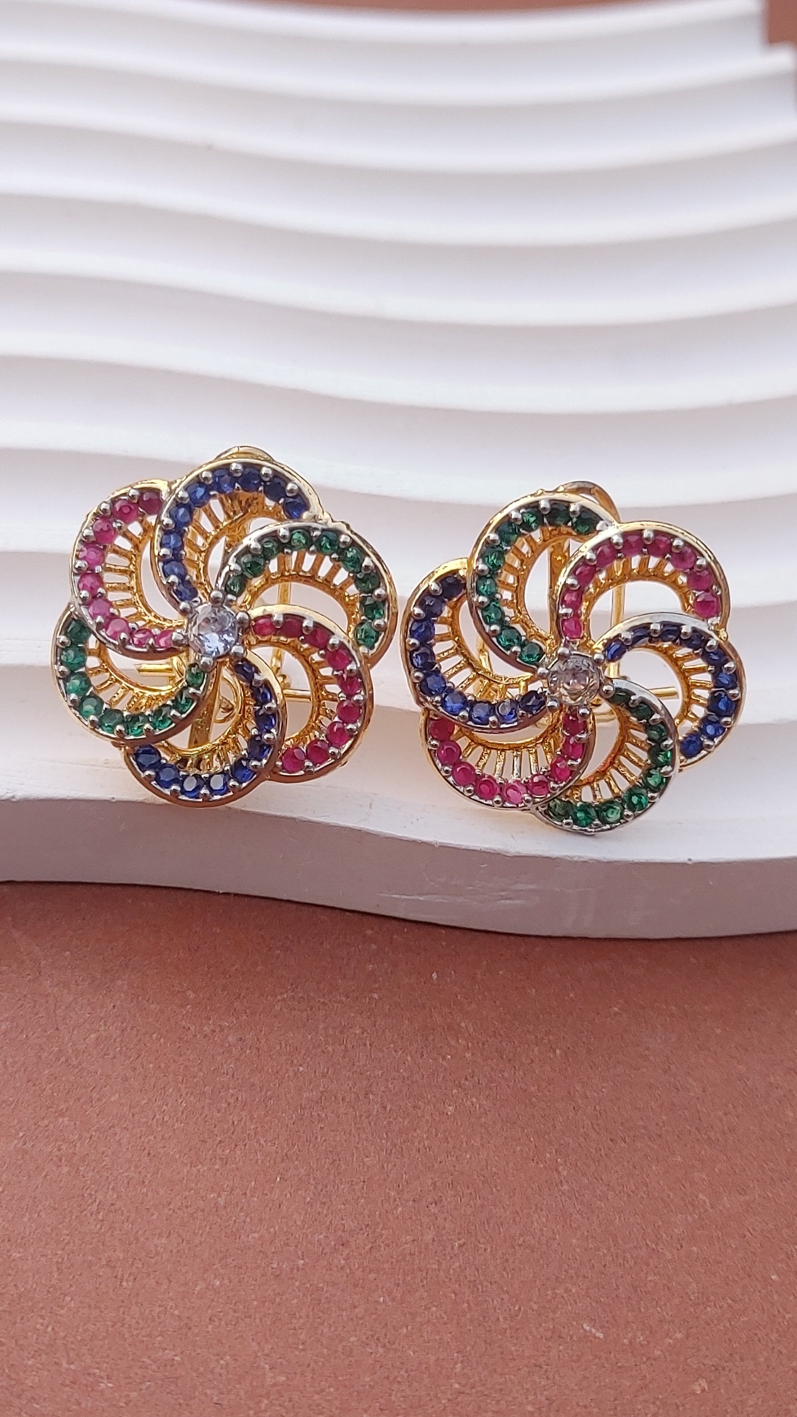 4 colors/Handmade Judao earrings with Real Stone Original 18K Gold Polish/ME-323