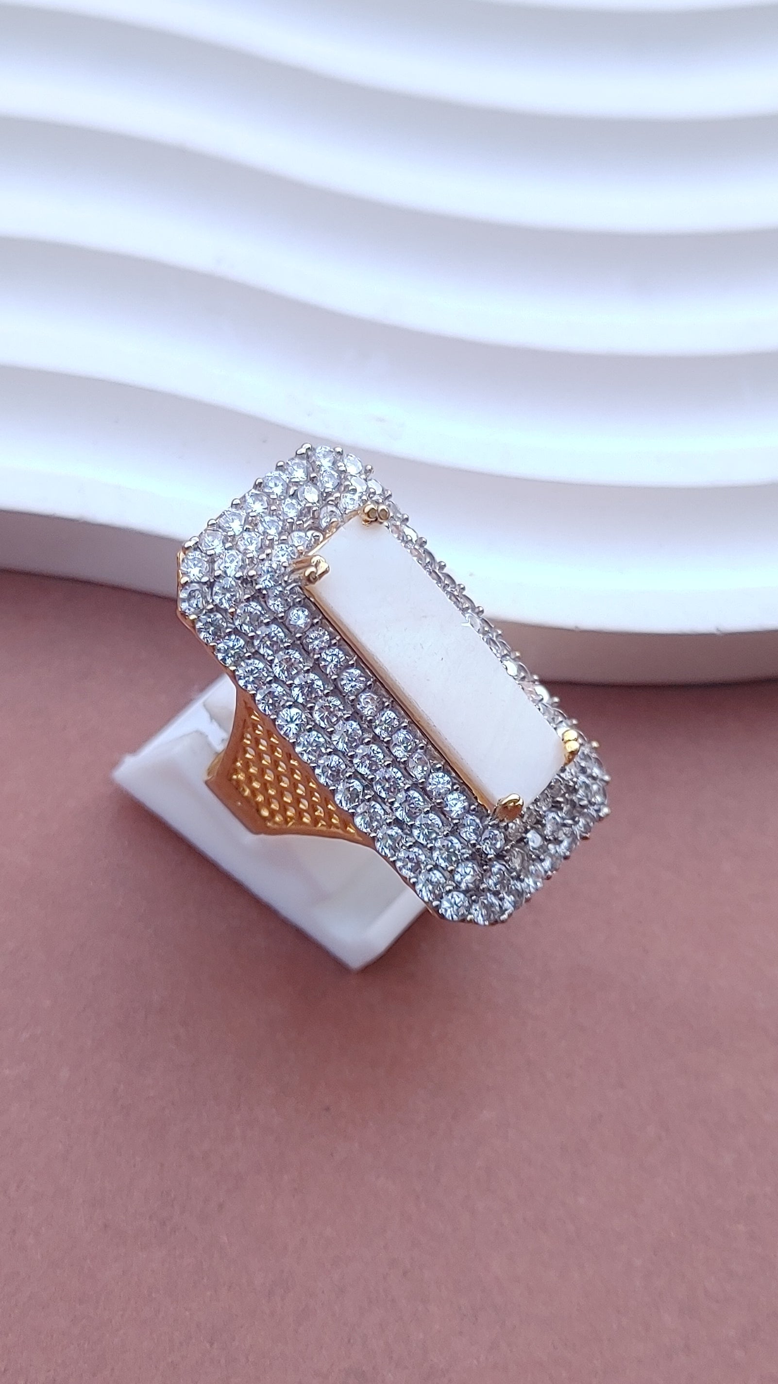 7Colors | Zircon Judao Rings with Real Stone | 18K Gold Polish | Adjustable Size | 3Yrs Warranty | MR-363
