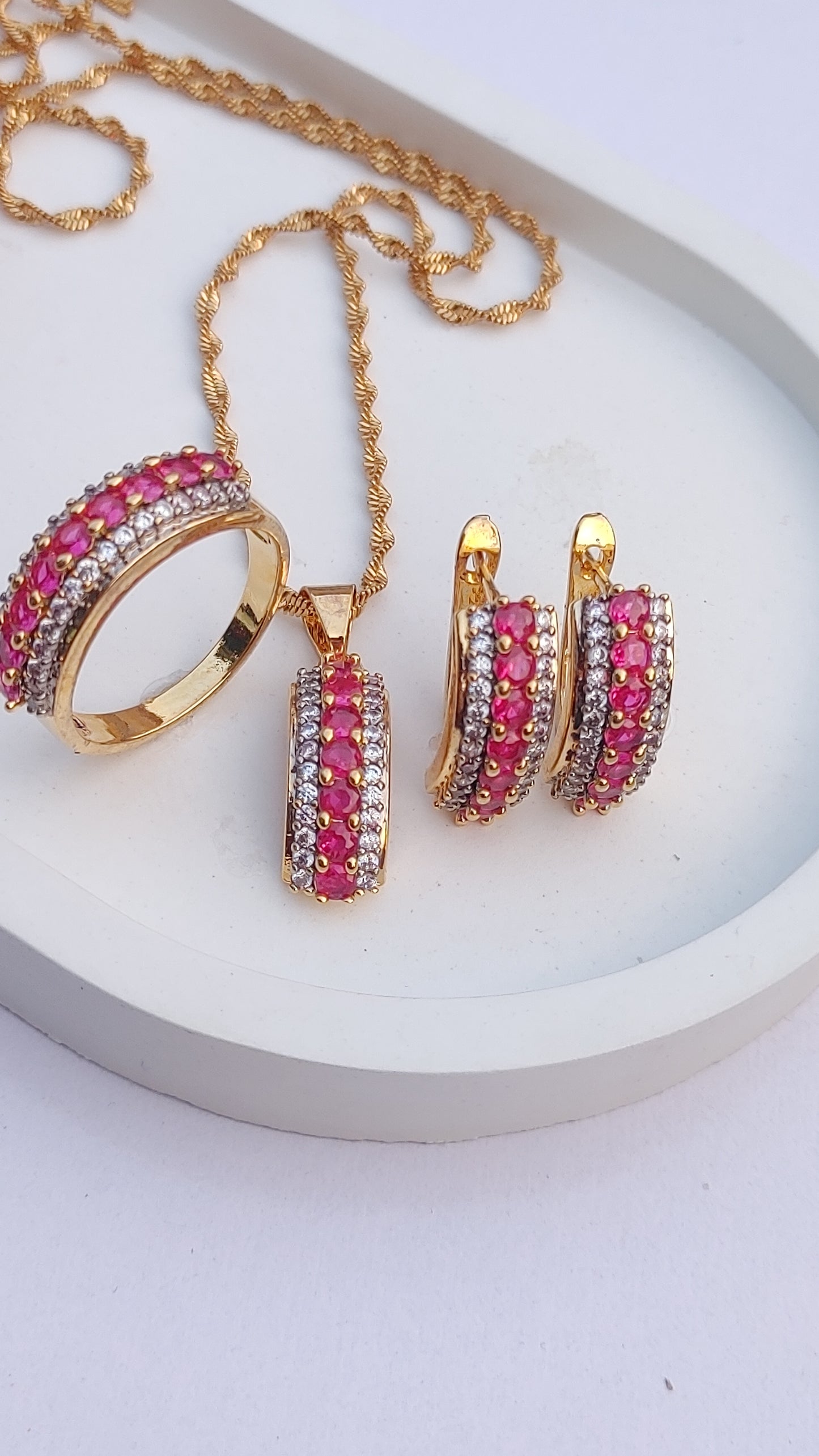 3 Colors | Locket set in Diamond Cut & Zircons | 22K Gold Polish| MK-962