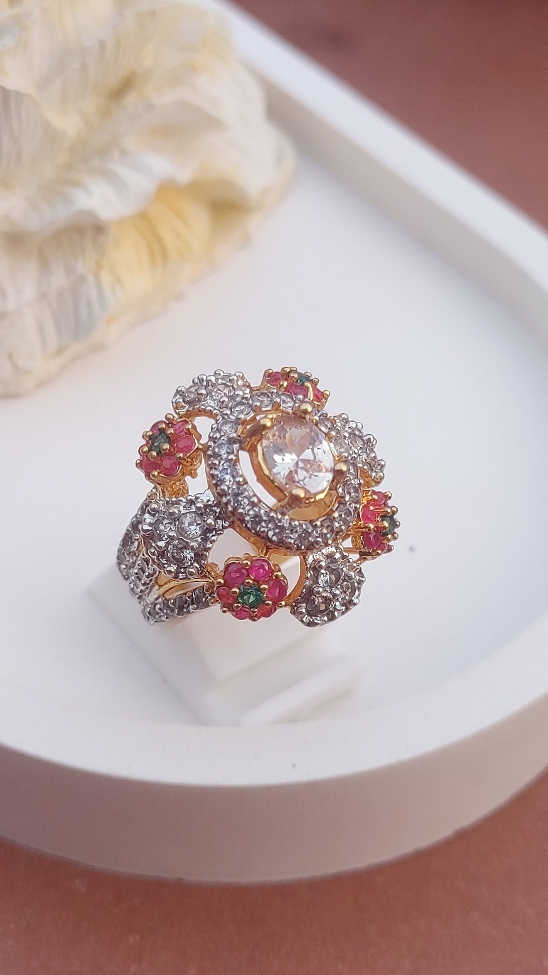 7Colors | Zircon Judao Rings with Real Stone | 18K Gold Polish | Adjustable Size | 3Yrs Warranty | MR-330